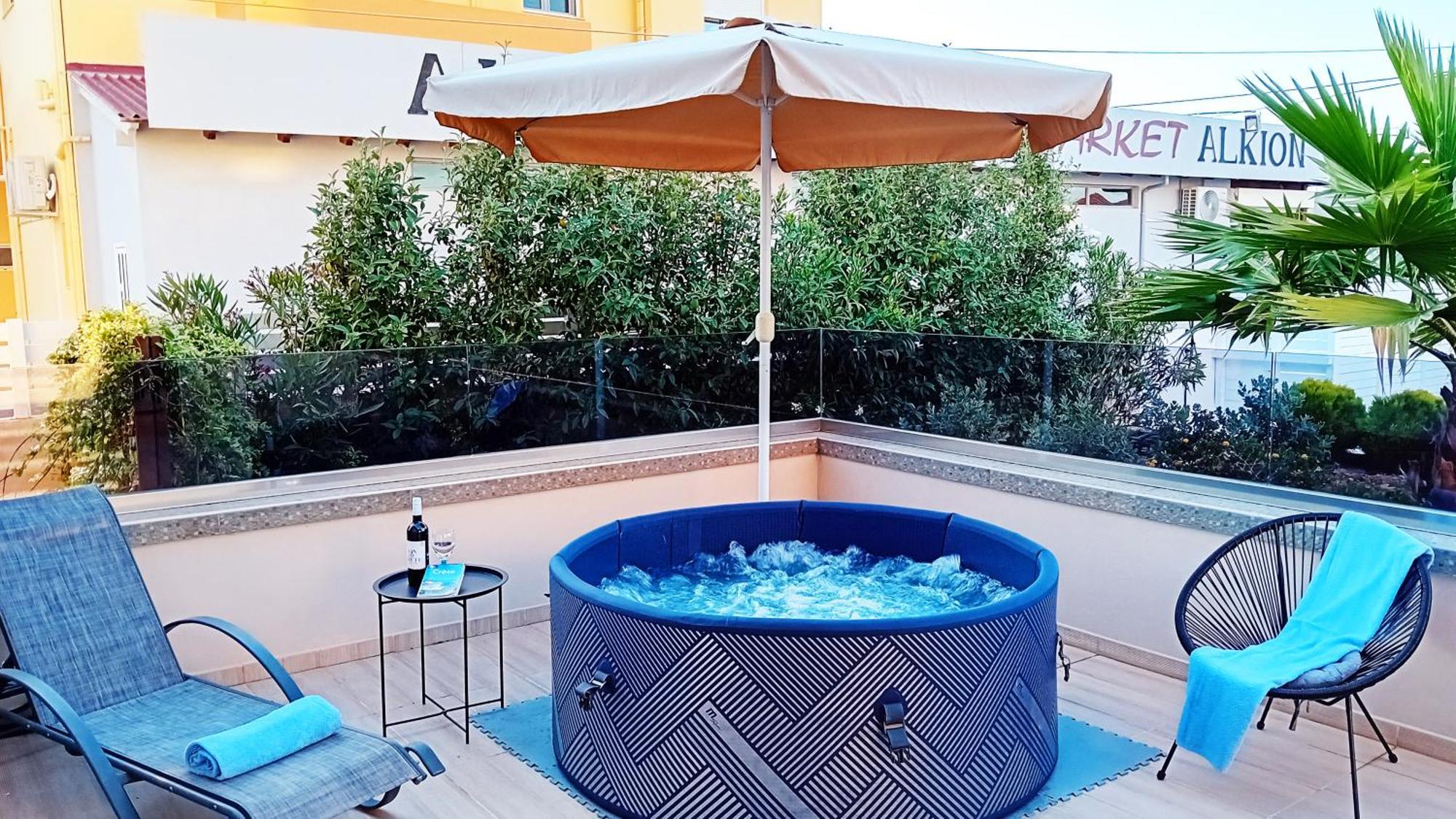 Luxury Villa Eva-Mari With Jacuzzi, 50M From The Beach Stalos Exterior photo